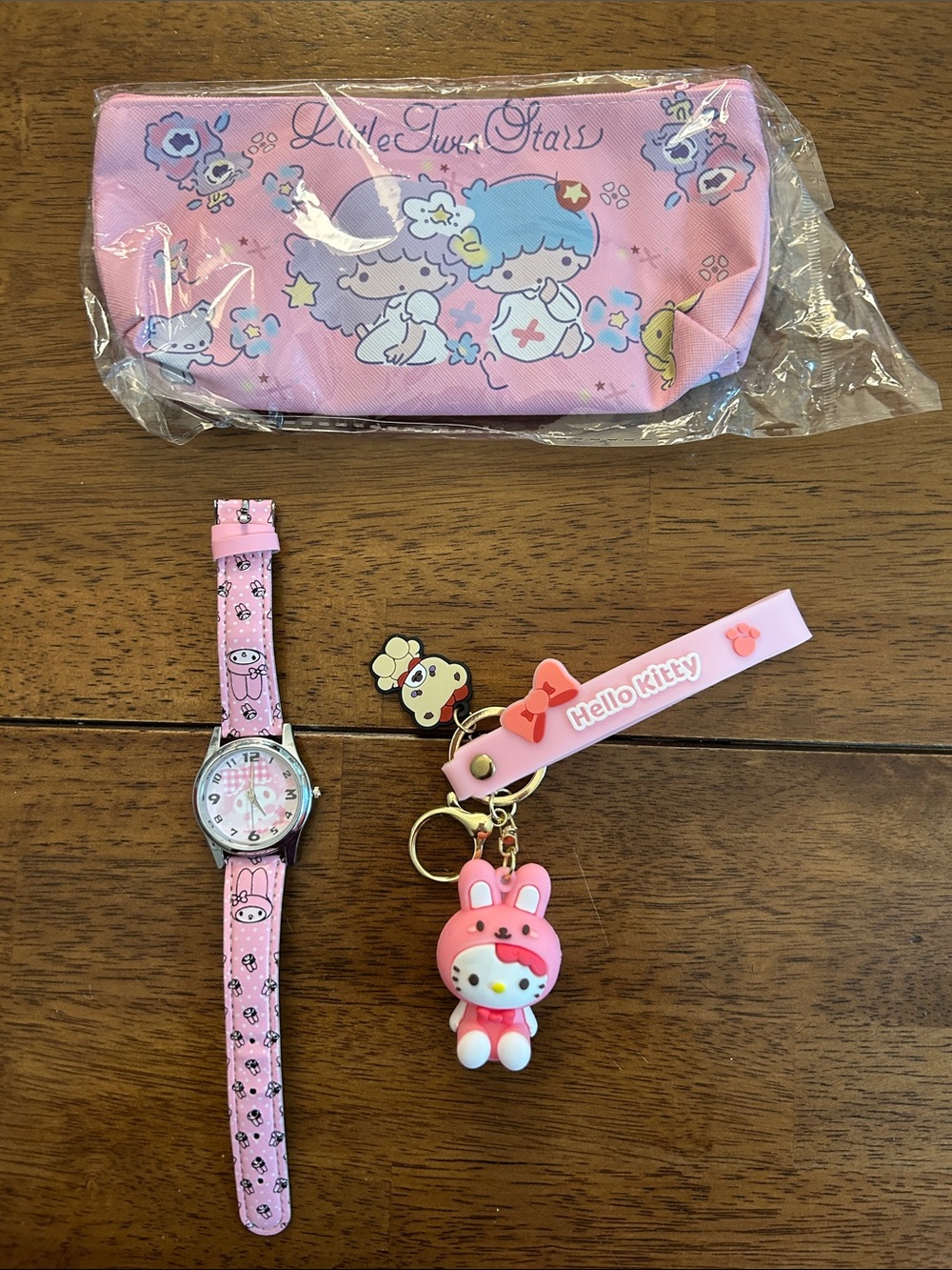 Pink Keychain with Pencil Case & Pink Watch